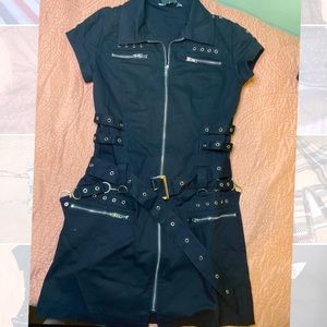Goth black utility dress